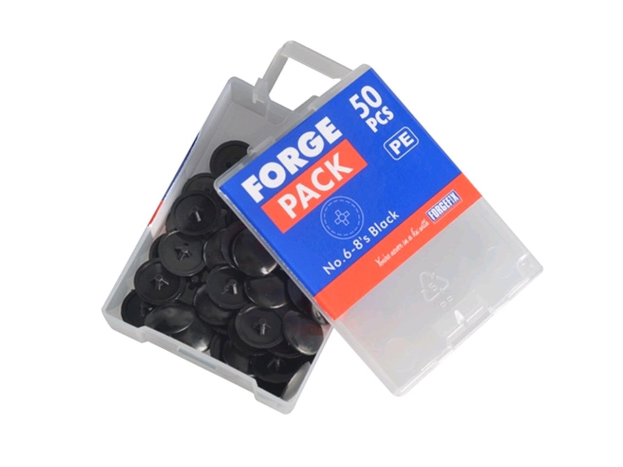 Forgefix No. 6-8's Pozi Compatible Cover Caps (Pack of 50) Black Plastic 