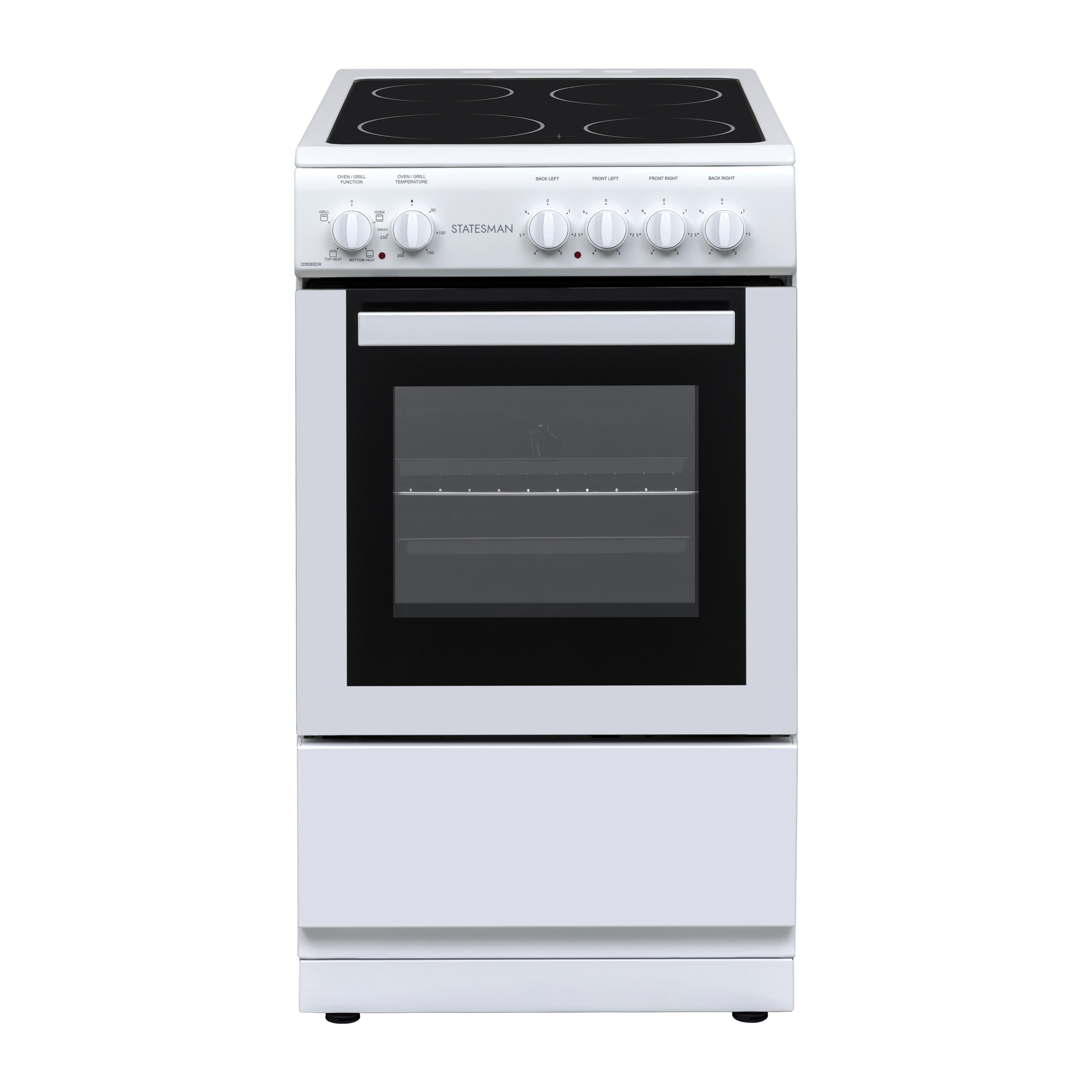 Statesman C050ESCW 50cm Single Cavity Electric Cooker with Ceramic Hob White