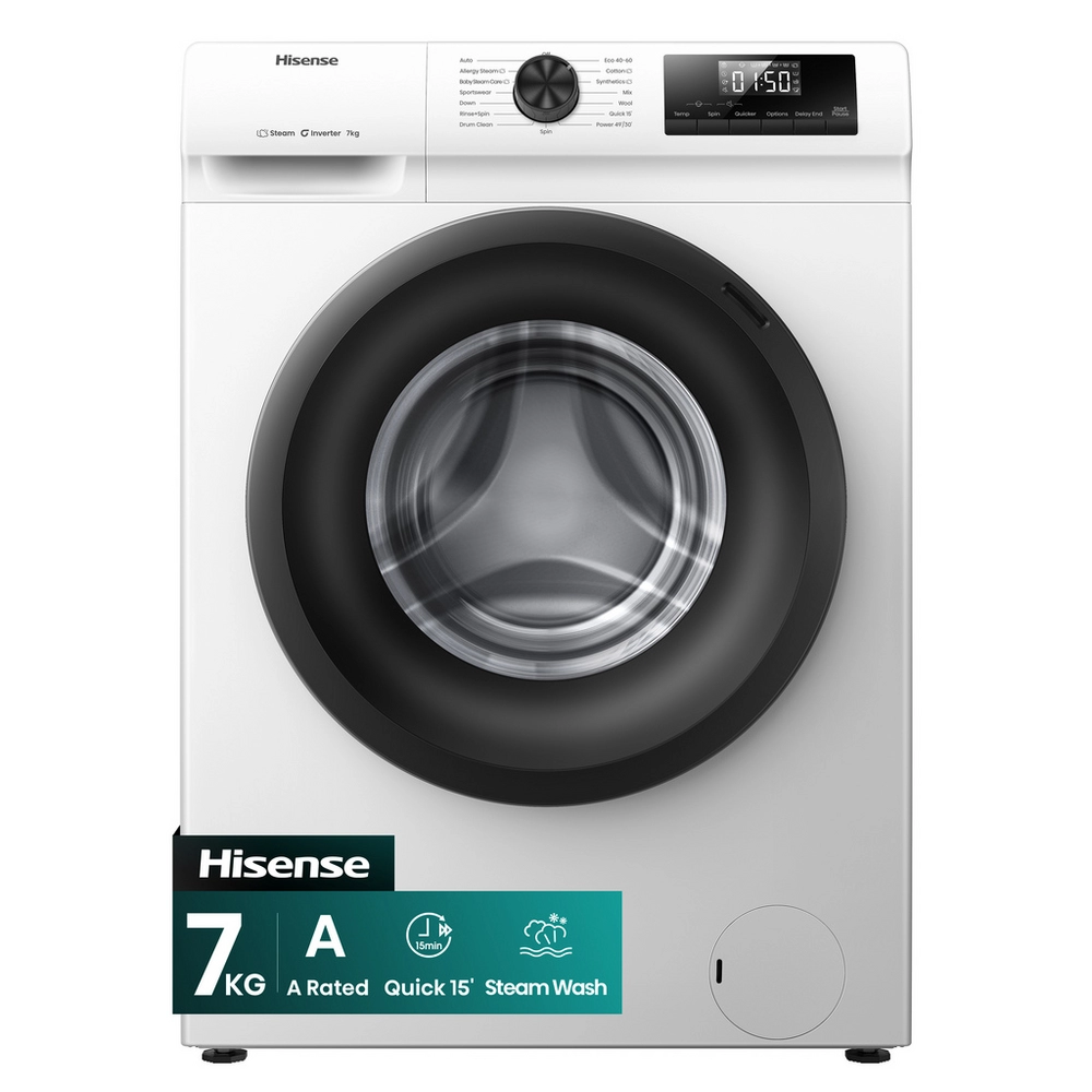 Hisense WF1Q7021BW 7kg 1200 Spin, Steam Washing Machine - White