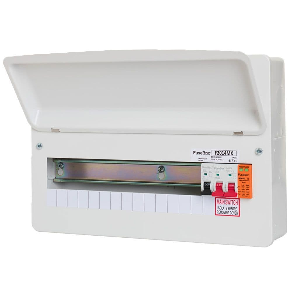 Fusebox 14Way  Consumer Unit 100A Isolator + T2 SPD 