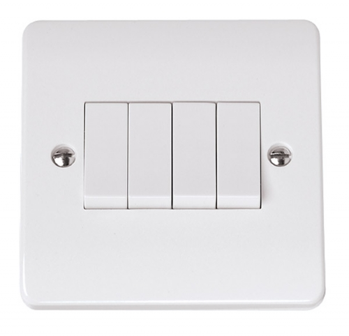 Click 10AX 4 Gang 2 Way Plate Switch Single Plate