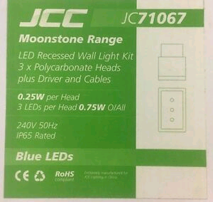 JCC Moonstone White LED 3 x Wall Light Kit 