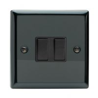 Varilight Iridium 2Gang 2Way Switch c/w Black Inserts 
