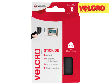Velcro Stick on Black Tape 20mm x 50cm 