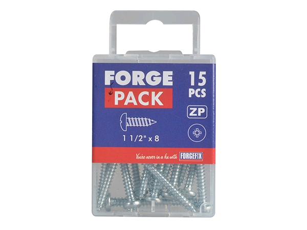 Forgefix 1 1/2" x 8 Self Tapping Screw (Pack of 15) Zinc Plated 