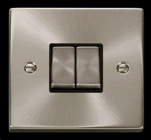 Click Ingot 2Gang 2Way Switch Plate Black Insert
