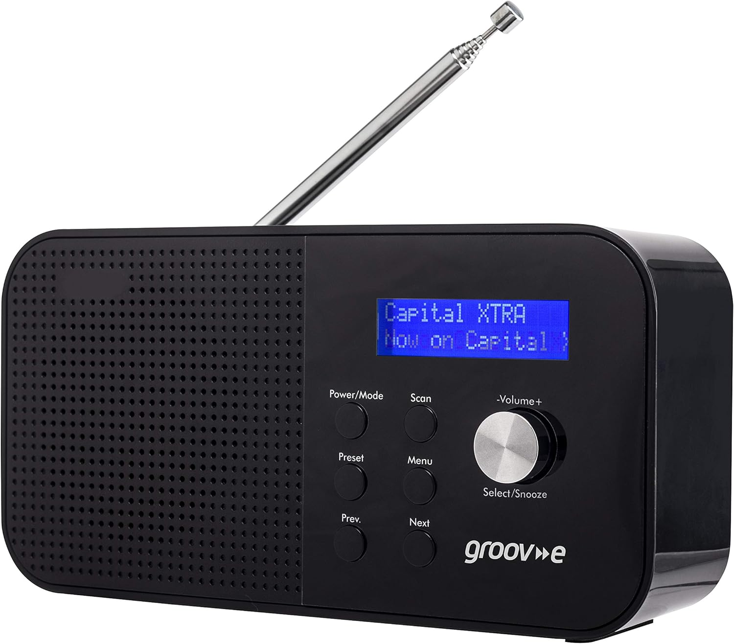 Groove GV0104 Venice GVDR04BK Portable DAB/FM Digital Radio with Bluetooth, Mains or Battery, Headphone socket