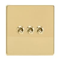 Varilight Screwless 3G 2Way Switch Polished Brass