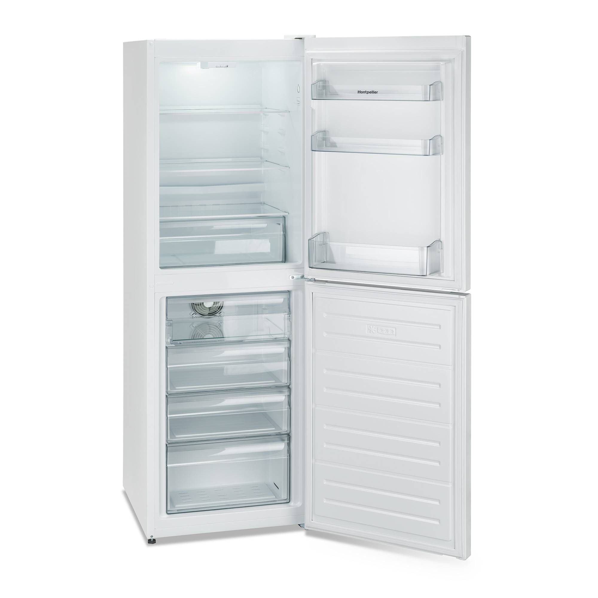 Montpellier MFF165W 50/50 Frost Free Fridge Freezer in White Height 166cm, Width 59.5cm, Depth 54cm