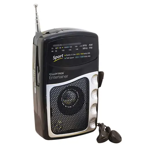 Lloytron 2 Band Entertainer DC Portable Radio with Earphones N2201BK