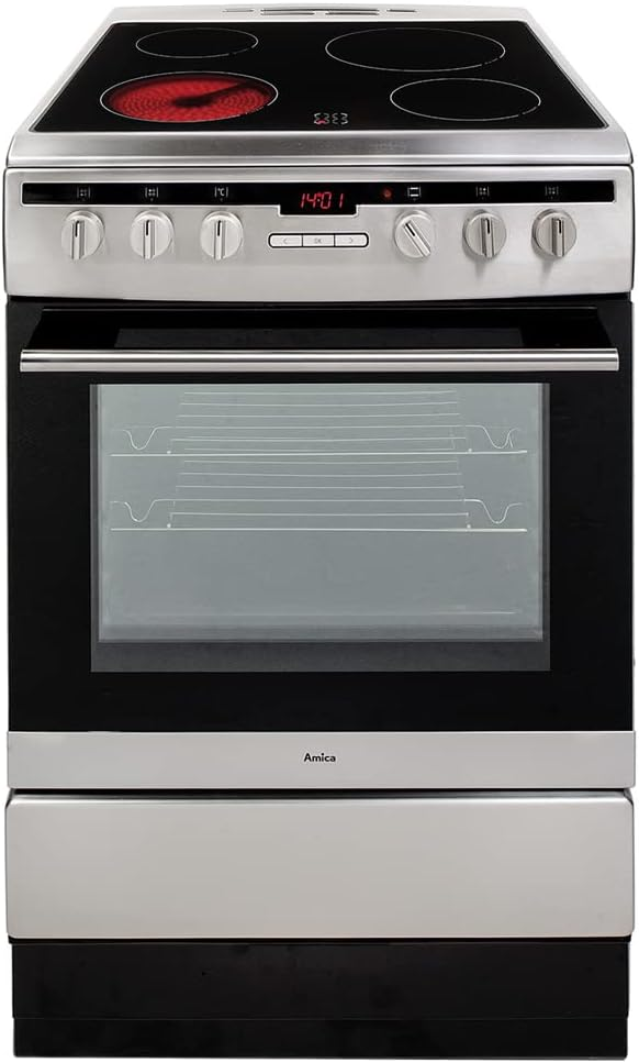 Amica 608CE2TAXX 60cm freestanding electric cooker with ceramic hob - Silver