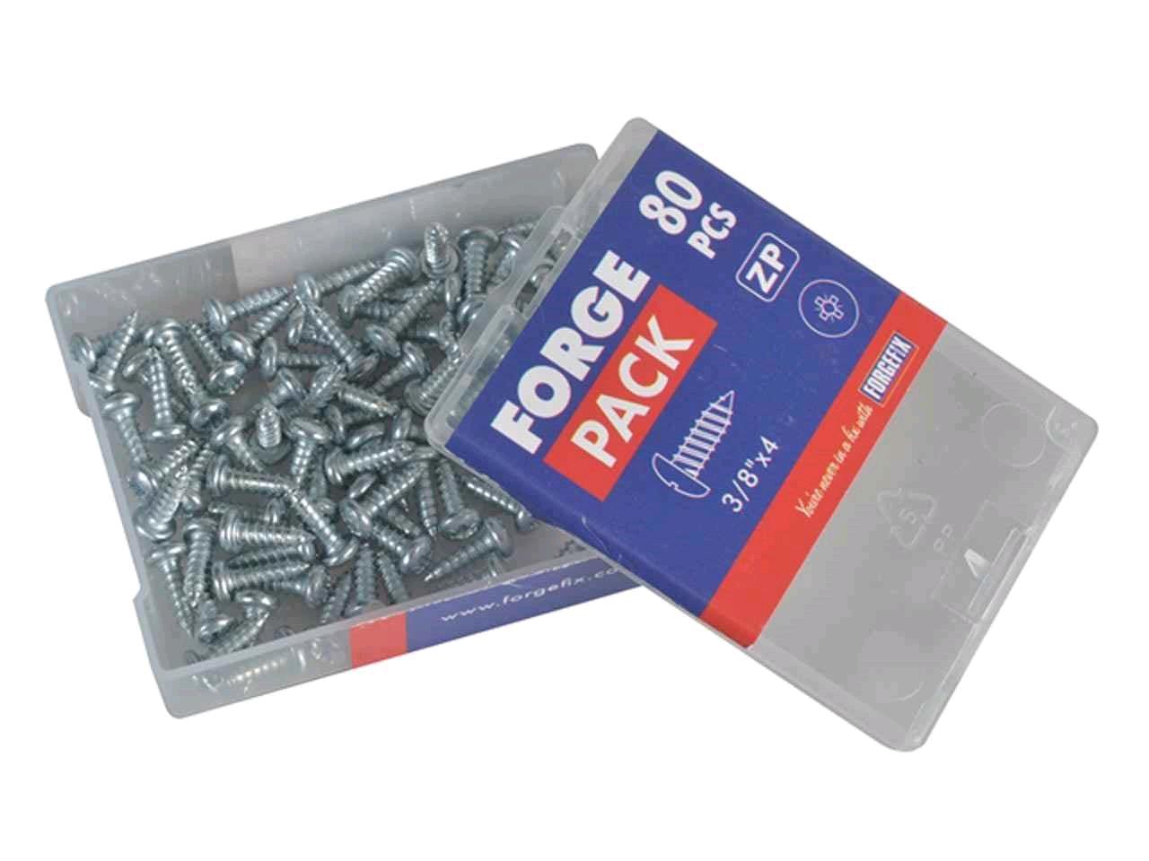 Forgefix 3/8" x 4 Self Tapping Screw (Pack 80) Zinc Plated 