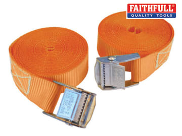Faithfull Cam Style Tie Downs 25mm x 5mtr 2Pc 