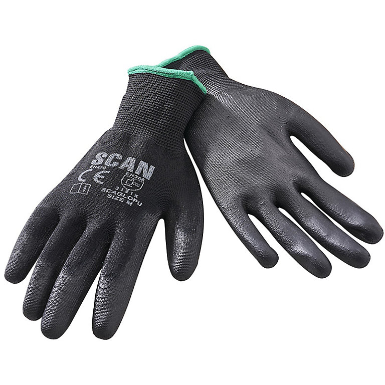 Scan Black PU Dipped Gloves (5 Pairs) 