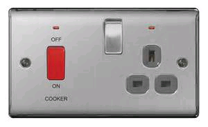 BG 45a Cooker Control Unit & Socket Brushed Steel 