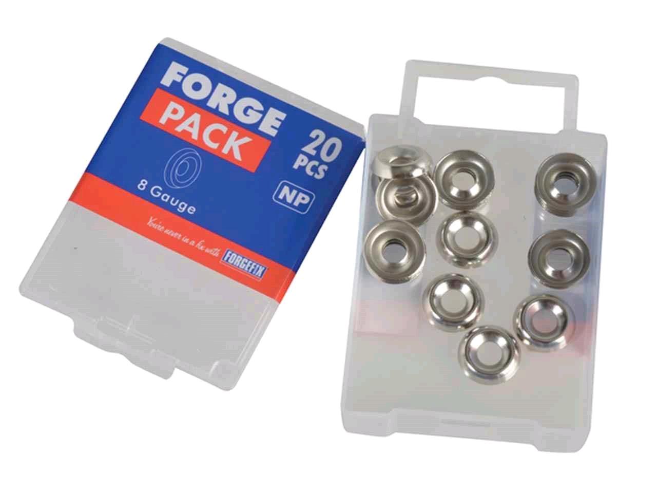 Forgefix Screw Cup Washers No 8's Brass Nickel Plated (Pack of 20) 