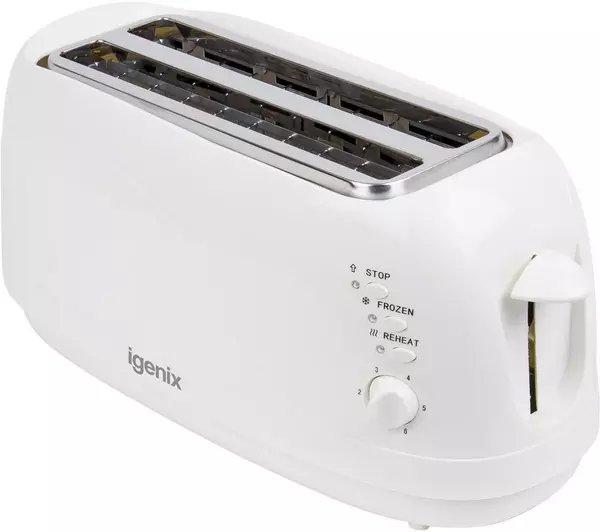 Igenix 4 Slice Long Slot  Toaster White