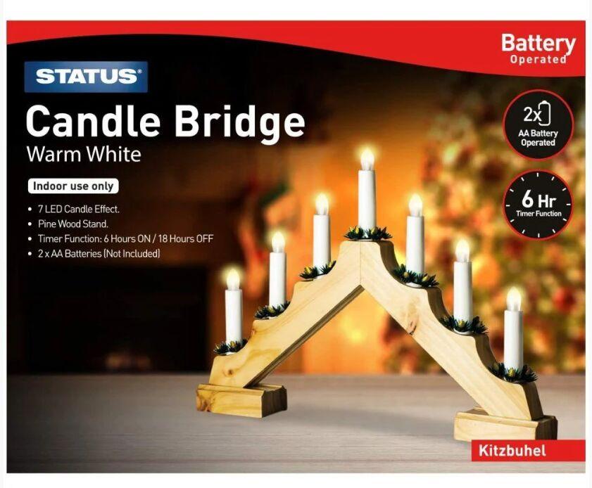 Status KITZBUHEL 7 LED Warm White Candle Bridge in Pine