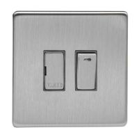 Varilight Screwless Flatplate 13A Switched Fused Spur & Neon Brushed Steel