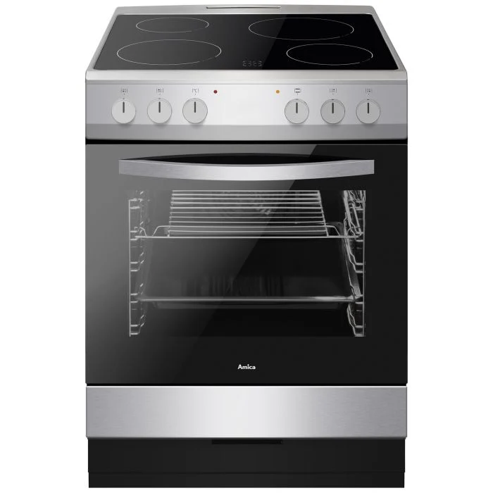 Amica AFC601SS 60 cm Electric Ceramic Cooker - Black & Stainless Stee