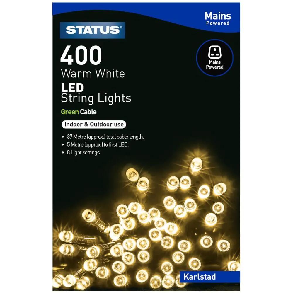 Status KARLSTAD 400 Warm White LED Lights Indoor/Outdoor Mains String 37mtr