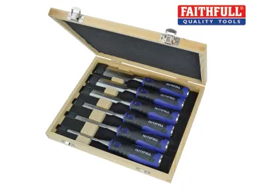 Faithfull 6Pc LBlue Soft Grip Chisel Set in Box