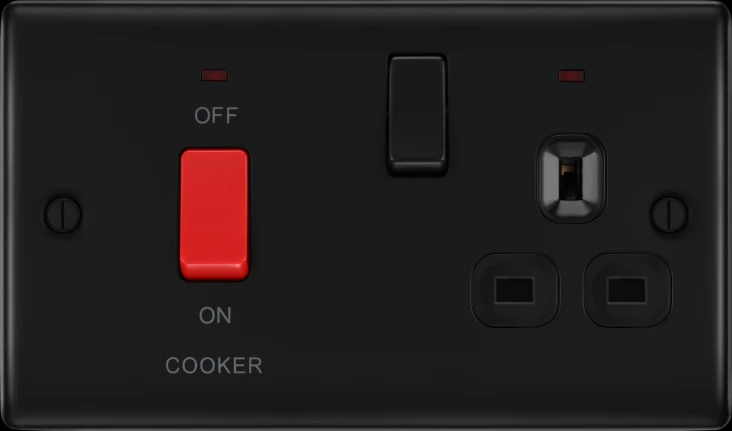 BG 45a Cooker Control Unit & Socket Matt Black 