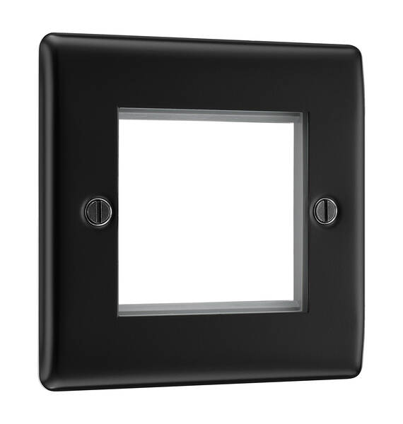 BG Euro Module 2 Gang Front Plate Matt Black