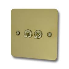Varilight Ultraflat 2Gang Toggle Switch Polished Brass