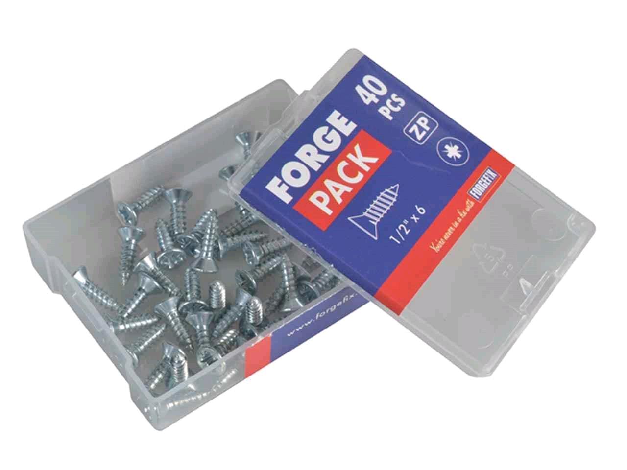 Forgefix 1/2" x 6  Self Tapping Screw Countersunk (Pack of 40) Zinc Plated 