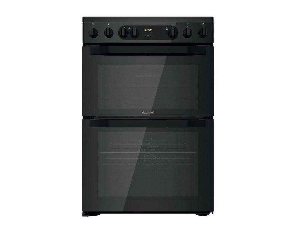 Hotpoint HDEU67V9C2B/UK 60cm Double Oven Electric Cooker with Ceramic Hob - Black