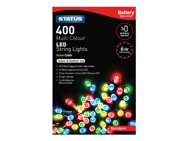 Status Dornbirn Battery String Lights + Timer 400LED Multi-Coloured 