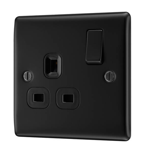 BG 1Gang 13a Socket Matt Black