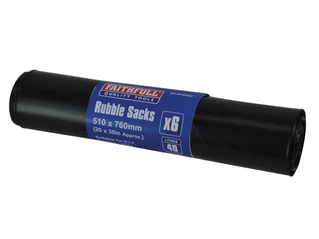 Faithfull Black Heavy-Duty Rubble Sacks (10) 