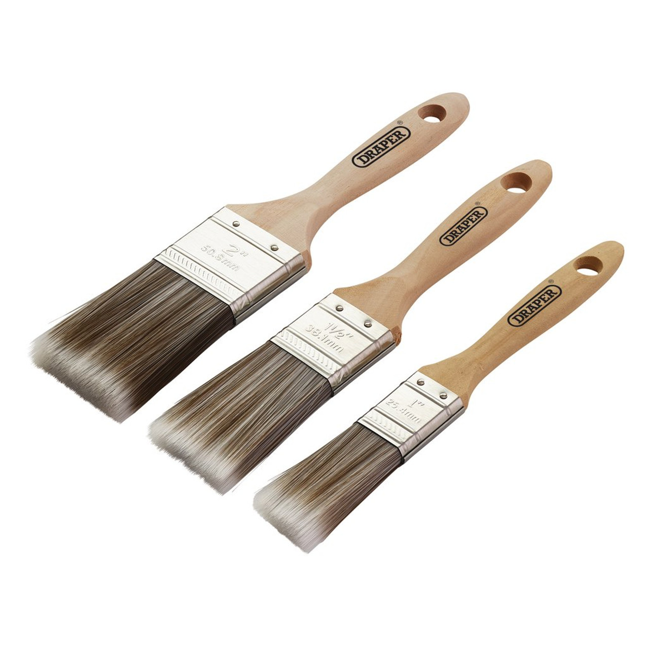 Draper Wood Handle Paint Brush Set 3pc