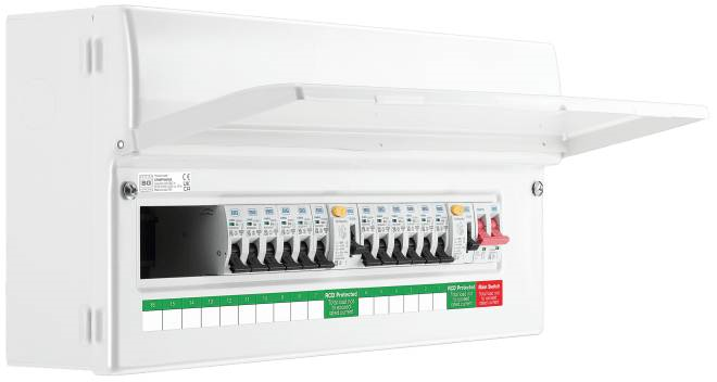 BG 16 Outgoing Way Populated Metal Consumer Unit 100a MS + 2 x RCD "Type A" H225mm W390mm D110mm 