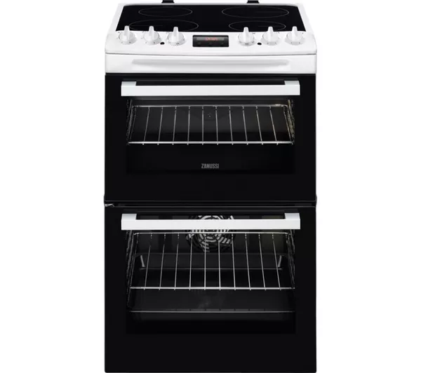 Zanussi ZCV46250WA 55cm Double Electric Cooker with Ceramic Hob - White