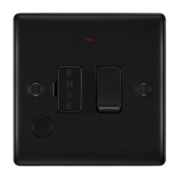 BG 13a Switched Connection Unit c/w Neon & Outlet Matt Black