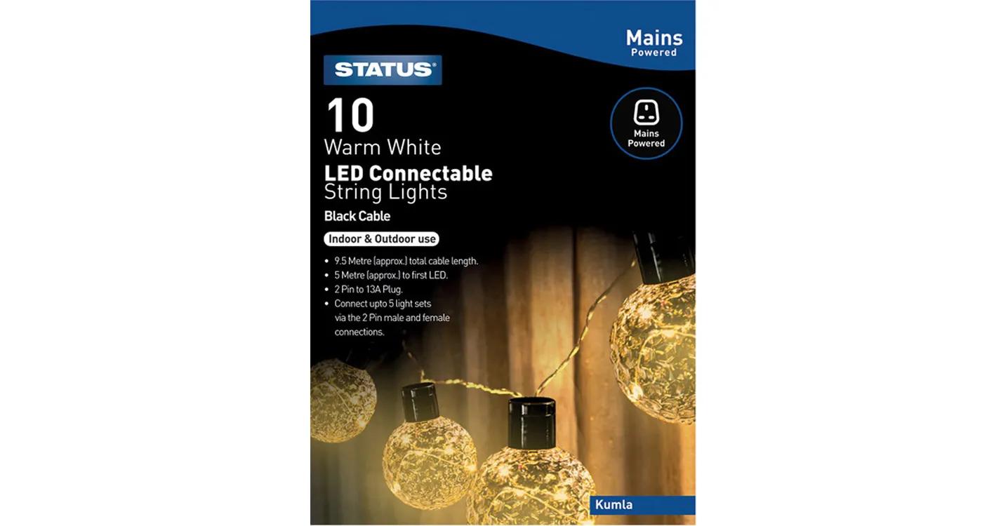 Status KUMLA 10 Connectable Warm White LED Party Lights Indoor/Outdoor Mains Powered
