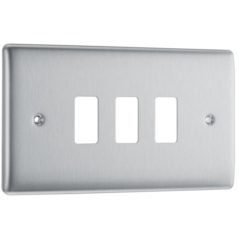 BG 3g Grid Face Plate Brushed Steel (New Type)