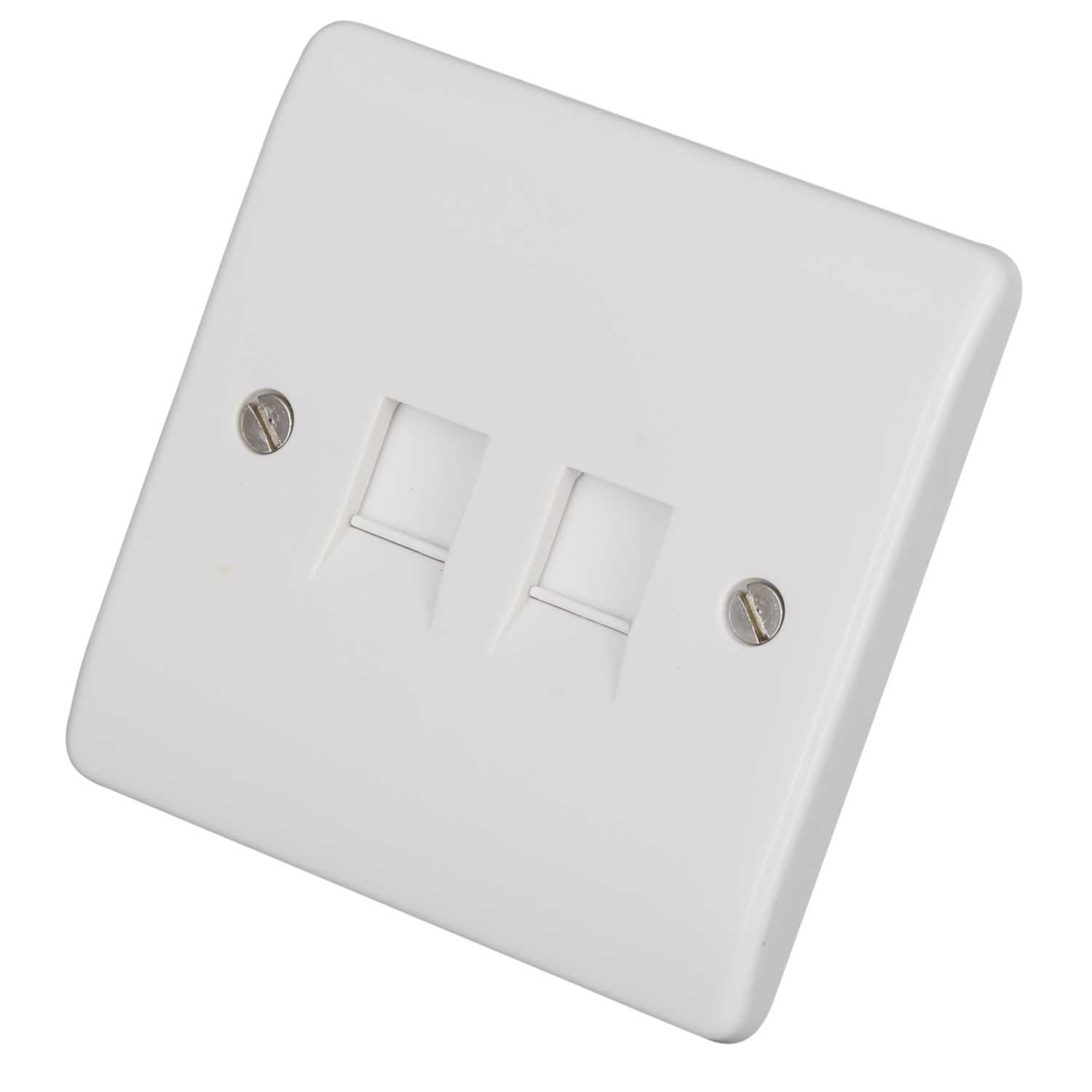 Click Single Plate 2gang RJ45 Cat-5e Outlet 