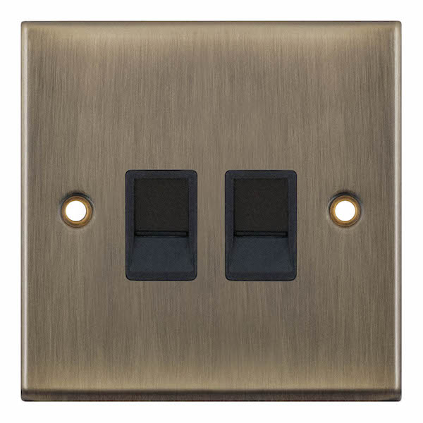 Selectric 2 Gang RJ45 Outlet Antique Brass 