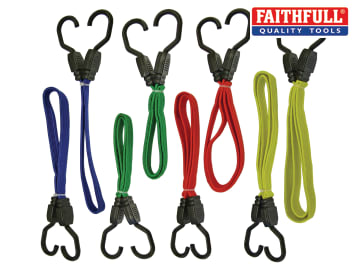 Faithfull Flat Bungee Cord 2 each 18in,24in, 30in, 36in 8 Piece 