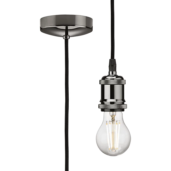 Knightsbridge 1.8Mtr E27 Vintage Pendant Set - Black Nickel