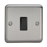 Varilight Matt Chrome 1Gang 2Way Switch Black Insert 