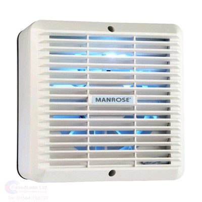 Manrose 6" 150mm Window Fan Automatic Shutters & Pullcord 
