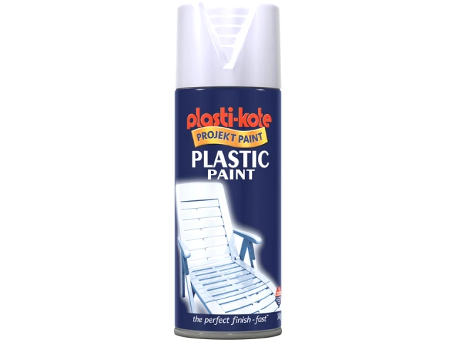 Plastikote 5043096 Plastic Paint White Gloss 400ml 10607