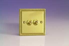 Varilight Georgian Brass 2Gang 2Way Intermediate Switch 