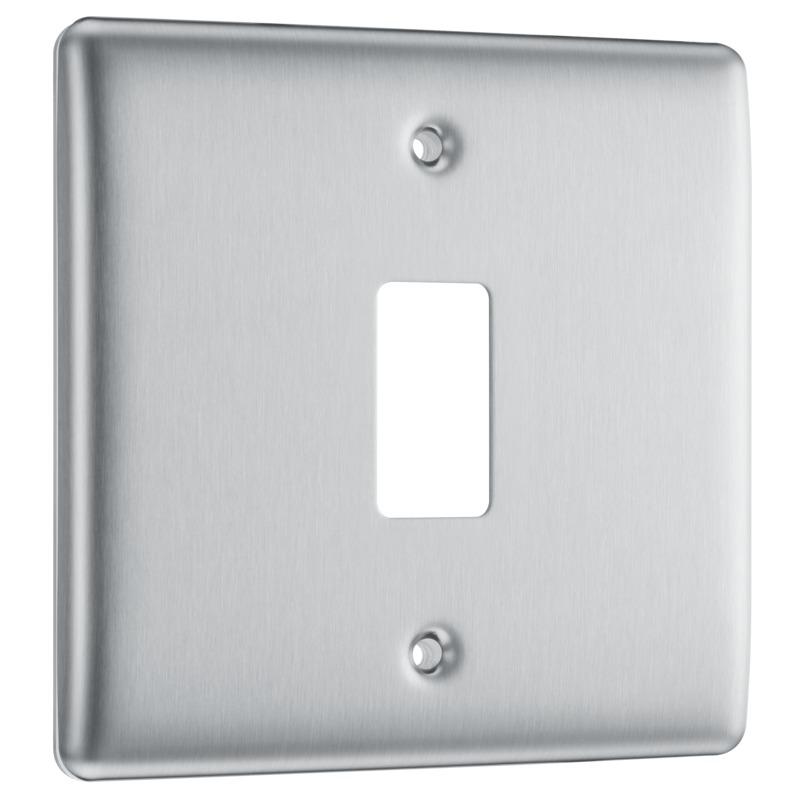 BG 1g Grid Face Plate Brushed Steell (New Type)