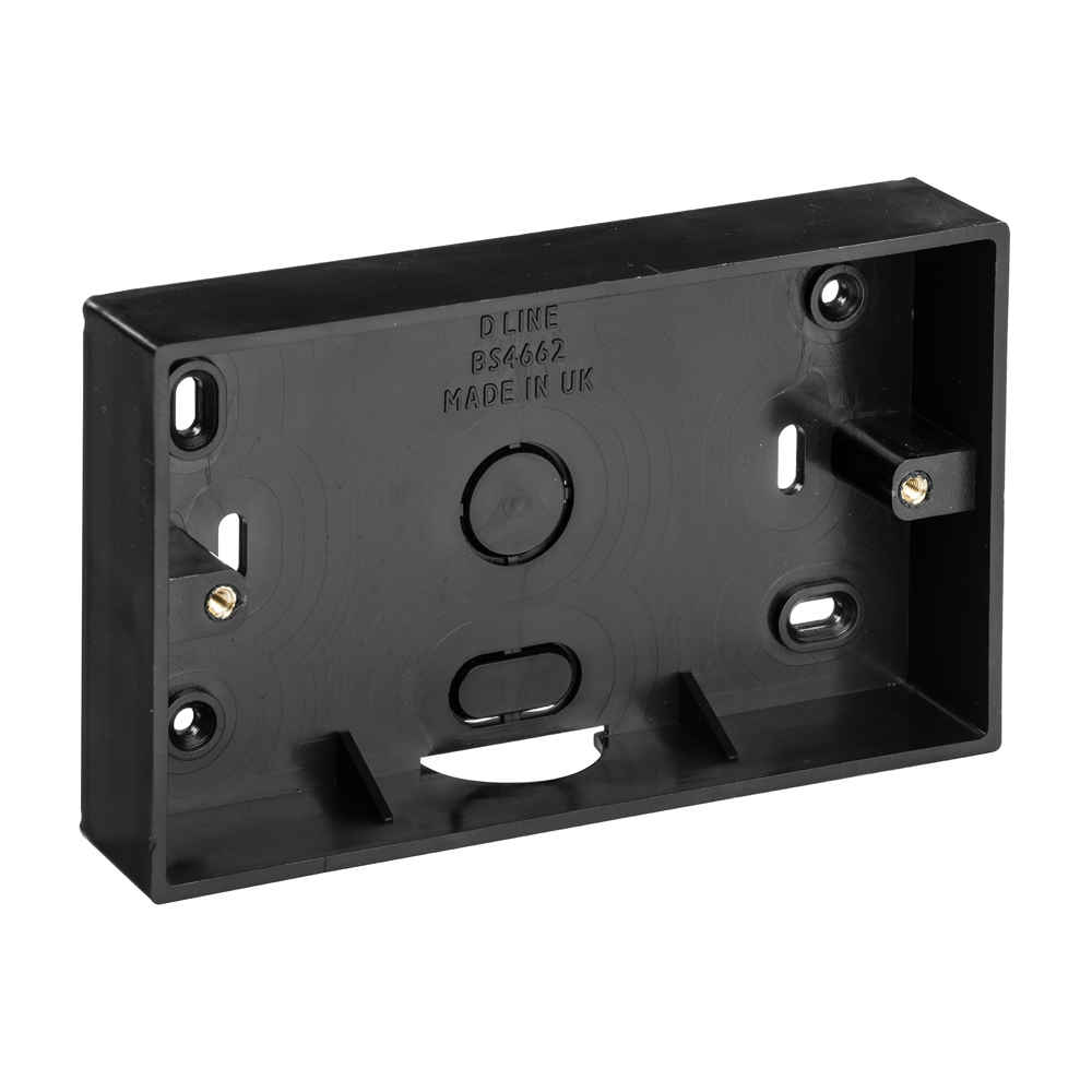 D-Line 2 Gang 28mm Surface Box - Black